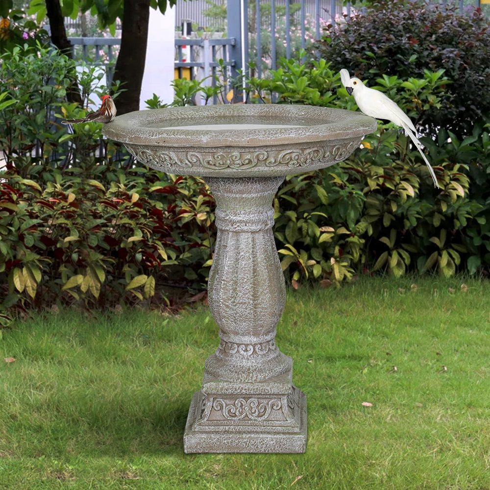 Concrete Antique Bird Bath Ornate Pedestal 23 Inch