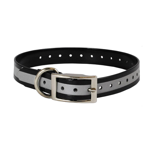 The Buzzard's Roost Reflective Collar Strap 1" Black 1" x 24"