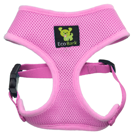 EcoBark Baby Pink Dog Harness- Over-the-Head Soft Mesh Halter Vest for Small to Medium Dogs and Puppies