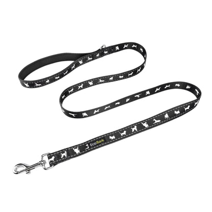 Black Dog Leash by EcoBark - Comfort Grip Padded Leash - 5ft for Small and Medium Dogs