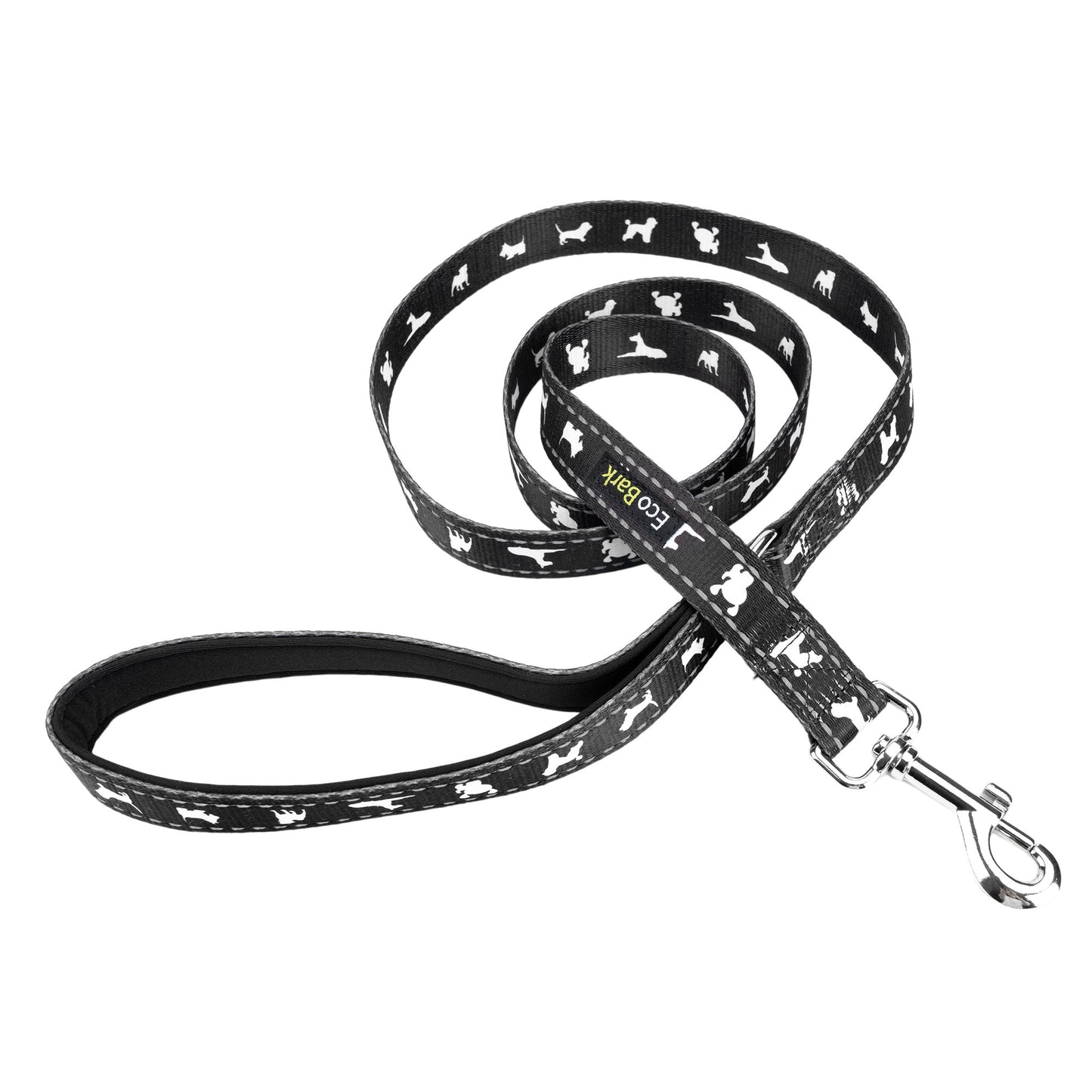 Black Dog Leash by EcoBark - Comfort Grip Padded Leash - 5ft for Small and Medium Dogs