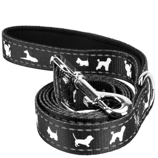 Black Dog Leash by EcoBark - Comfort Grip Padded Leash - 5ft for Small and Medium Dogs