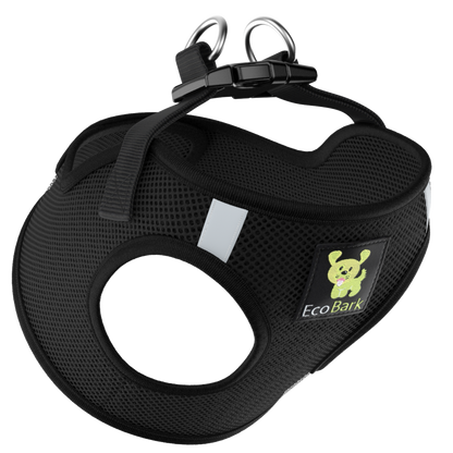 EcoBark Step In Dog Harness - XXXS to Small Breeds- Reflective Soft Mesh Harness for Teacup, Small Dogs and Puppies / Black