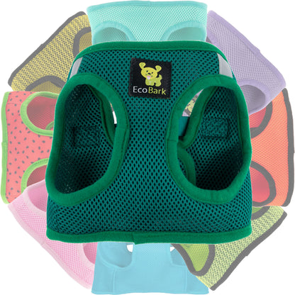 EcoBark Step In Dog Harness - XXXS to Small Breeds- Reflective Soft Mesh Harness for Teacup, Small Dogs and Puppies / Forest Green