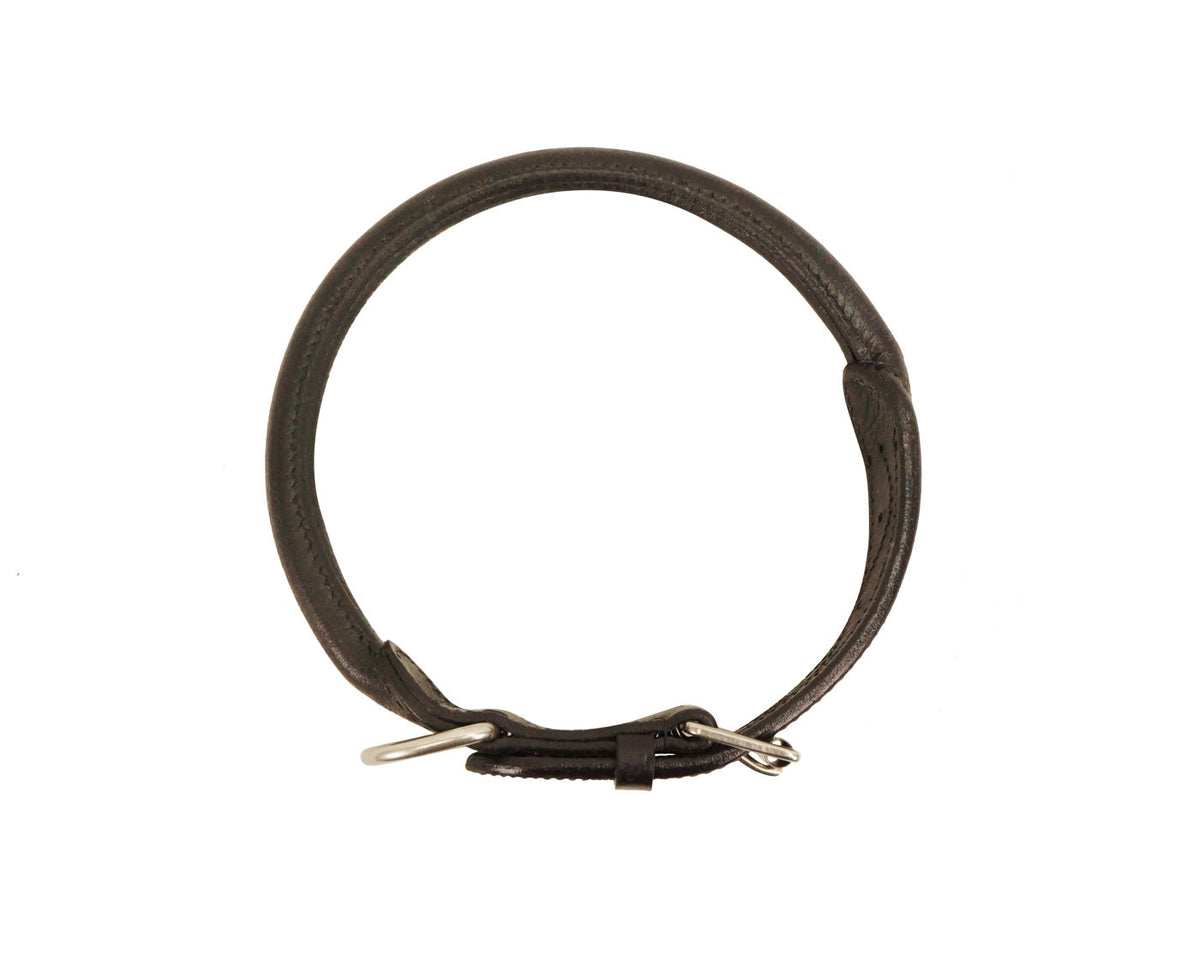 CuteNfuzzy Round Rolled Fancy Leather Dog Collar with Stainless Steel Rolled Buckle for Comfort