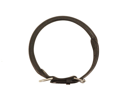 CuteNfuzzy Round Rolled Fancy Leather Dog Collar with Stainless Steel Rolled Buckle for Comfort