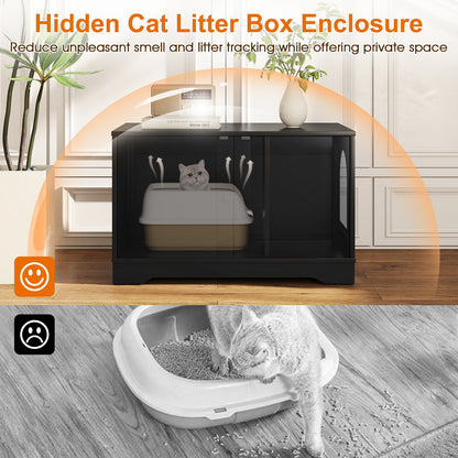 Cat Litter Box Enclosure Furniture Indoor Wooden Cat House End Side Table Nightstand