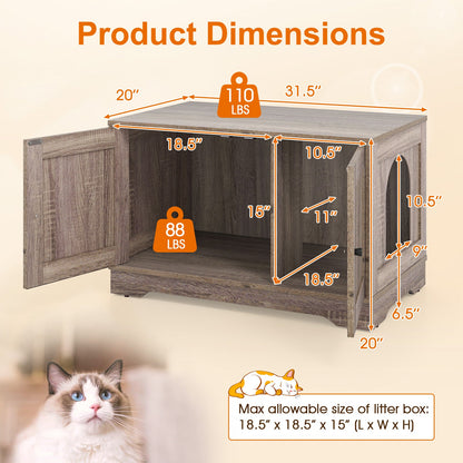 Cat Litter Box Enclosure Furniture Indoor Wooden Cat House End Side Table Nightstand