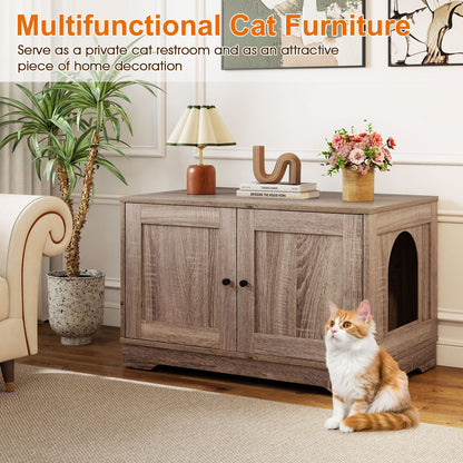 Cat Litter Box Enclosure Furniture Indoor Wooden Cat House End Side Table Nightstand