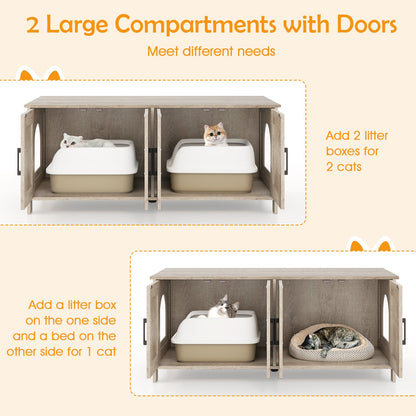 Cat Litter Box Enclosure for 2 Cats Modern Kitty Litter Box Furniture Hidden