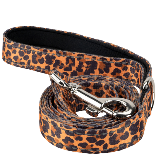 EcoBark Cheetah Dog Leash- Padded Comfort Grip Leash - 4ft, 5ft, and 6ft Leash for Small and Medium Dogs