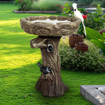 Concrete Tree Stump Bird Bath Log and Knot 23 Inch