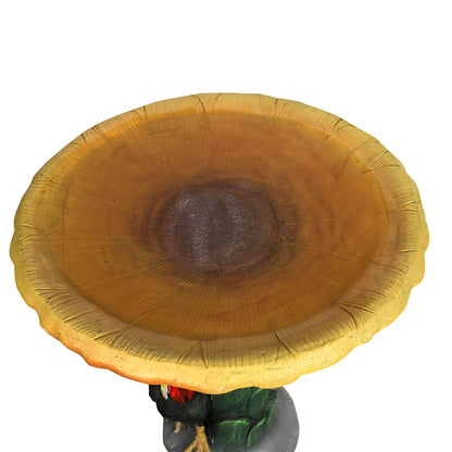 Concrete Bird Bath Garden Sunflower and Rooster 24 In