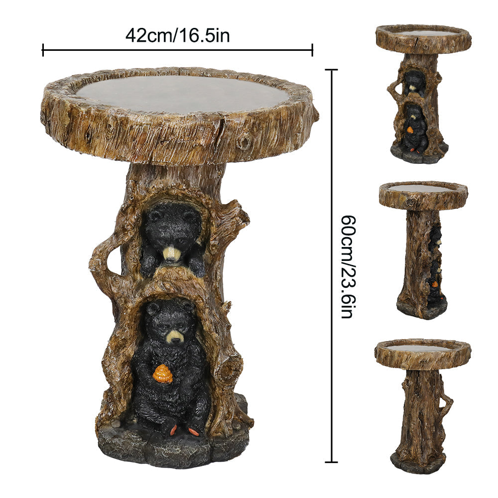 Concrete Bird Baths Two Cubs and Honeycomb 23 Inch