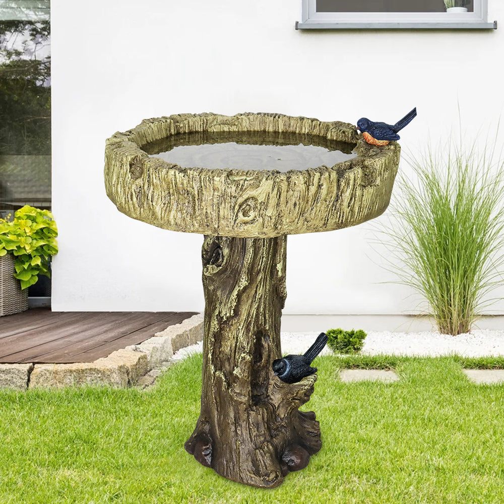 Concrete Tree Trunk Bird Bath Deep Bark 24 Inch