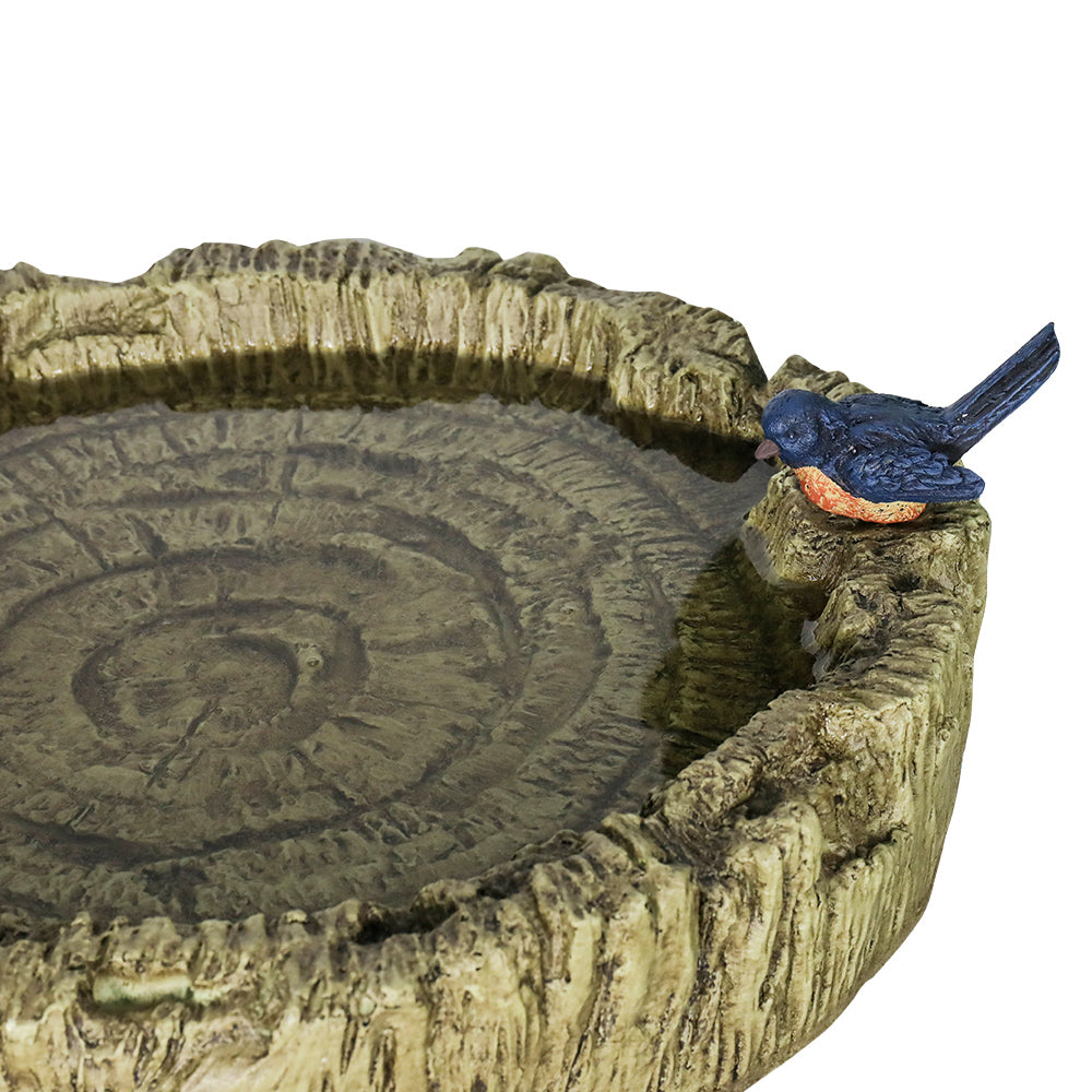 Concrete Tree Trunk Bird Bath Deep Bark 24 Inch