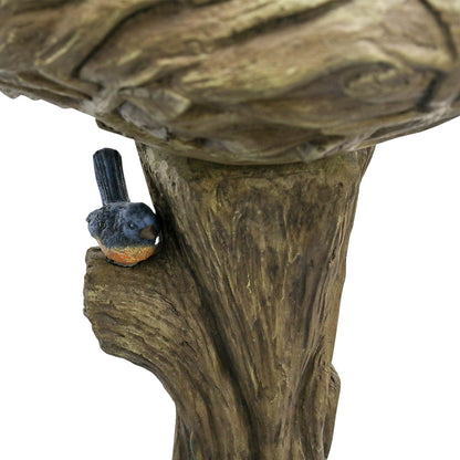 Concrete Bird Bath Rustic Trunk with Vines 24 Inch