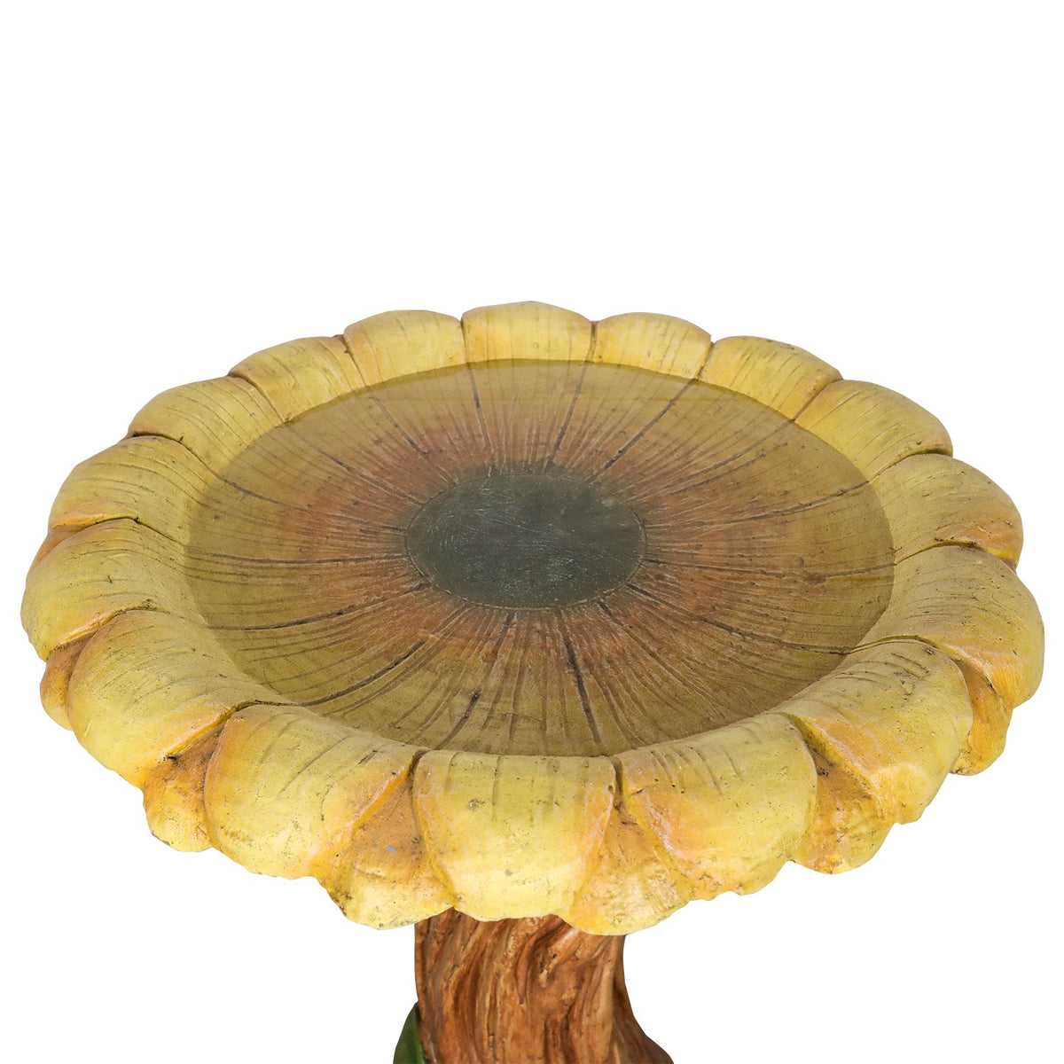 Concrete Wooden Bird Bath Sunflower on Trunk 24 Inch
