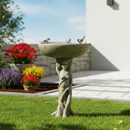 Concrete Bird Bath Statue Classical Goddess 22 Inch