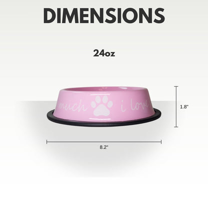 I LOVE YOU SO MUCH Modern Stainless Steel Dog Bowl – 24oz