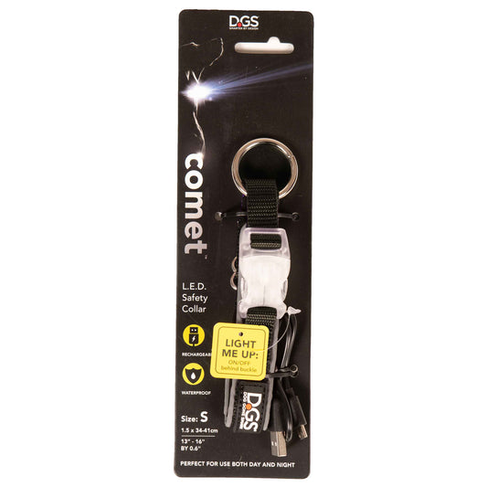 DGS Pet Products Comet Rechargeable Light Up Dog Collar Small Black 13.5" - 16" x 0.6"