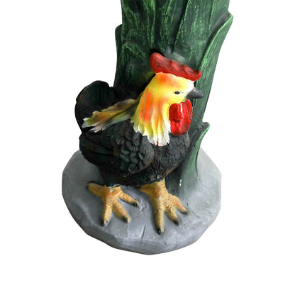 Concrete Bird Bath Garden Sunflower and Rooster 24 In