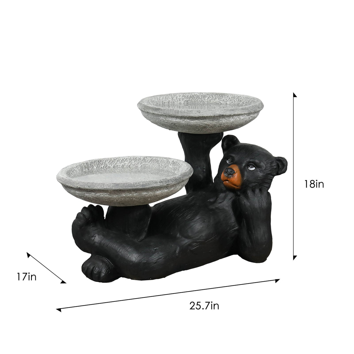 Concrete Bird Feeder with Bird Bath Bear 15 Inch