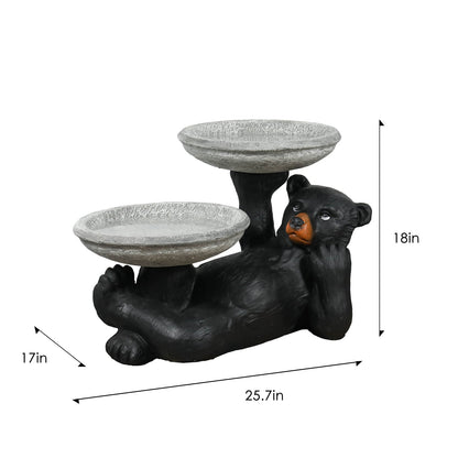 Concrete Bird Feeder with Bird Bath Bear 15 Inch