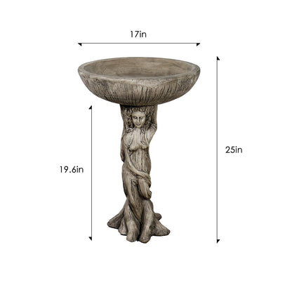 Concrete Bird Bath Statue Classical Goddess 22 Inch