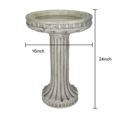 Concrete Pedestal Bird Bath Roman Fluted 24 Inch