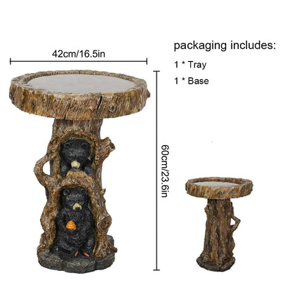 Concrete Bird Baths Two Cubs and Honeycomb 23 Inch