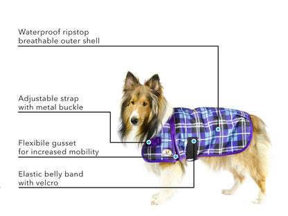 Derby Originals Ruff Pup Green Fawn Plaid Dog Coat – 1200D Waterproof Ripstop, 150g Insulated Winter Jacket, Breathable 3-Layer Design, Adjustable Fit, 2-Year Warranty