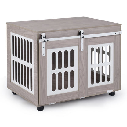Dog Crate Furniture with Sliding Barn Door for Small Medium Dogs