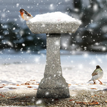 Concrete Garden Bird Bath Square Pedestal 22 Inch