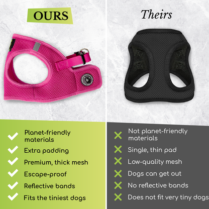 EcoBark Step In Dog Harness - XXXS to Small Breeds- Reflective Soft Mesh Harness for Teacup, Small Dogs and Puppies / Orange
