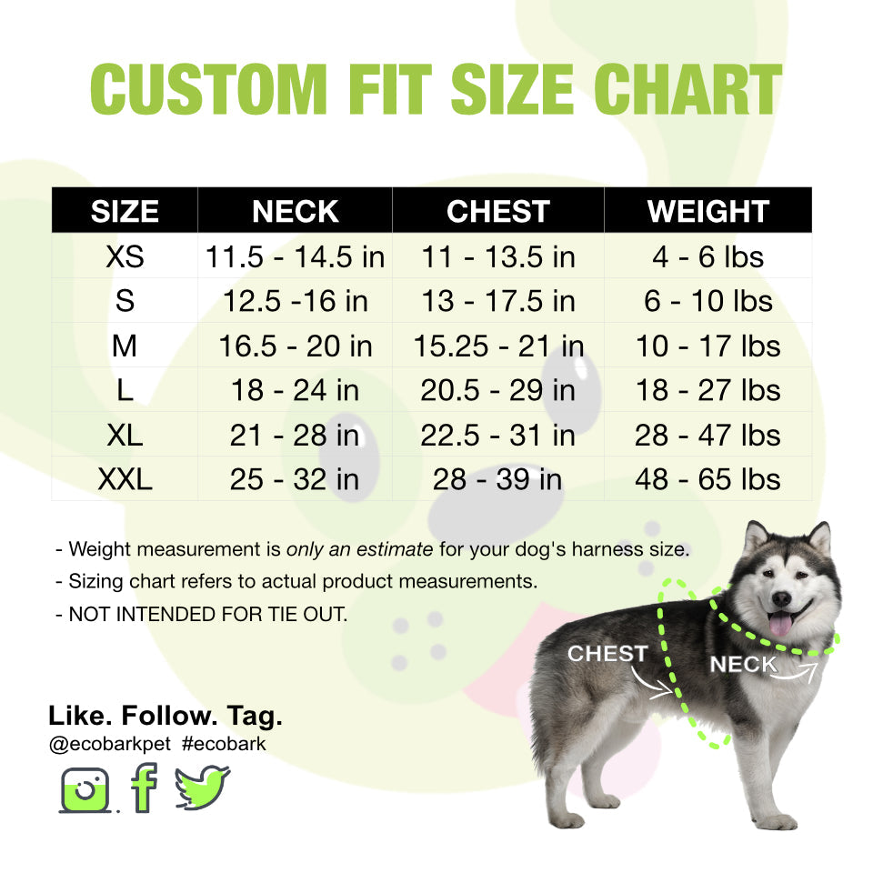 EcoBark Custom-Fit Harness & Leash Combo - Red Stripe