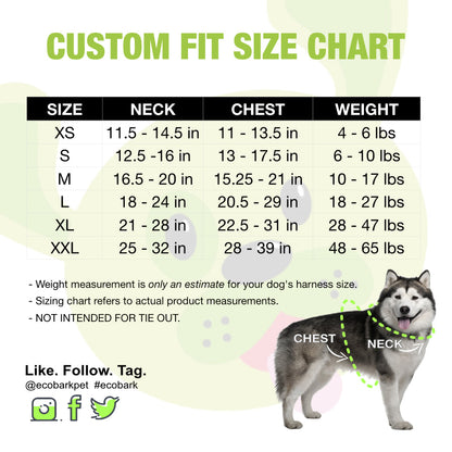 EcoBark Custom-Fit Harness & Leash Combo - Red Stripe