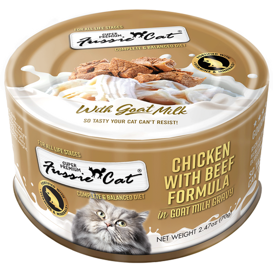 Fussie Cat Chicken & Beef In Goat Milk Cat Can (2.47oz)
