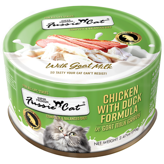 Fussie Cat Chicken & Duck In Goat Milk Cat Can (2.47oz)