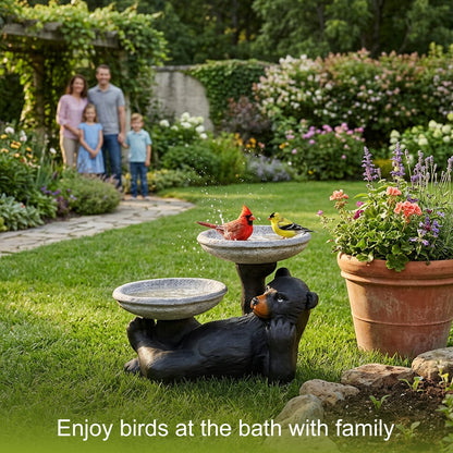 Concrete Bird Feeder with Bird Bath Bear 15 Inch