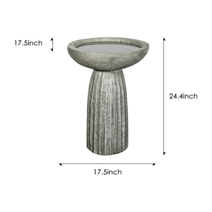 Concrete Bird Bath for Garden Fluted Flare 24 Inch