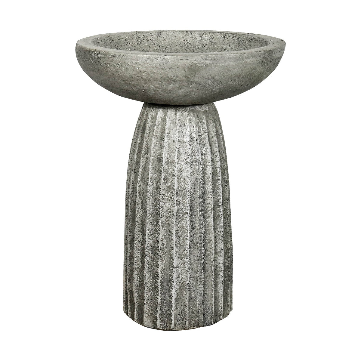 Concrete Bird Bath for Garden Fluted Flare 24 Inch
