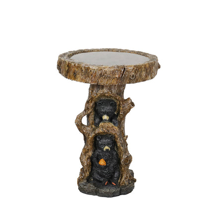 Concrete Bird Baths Two Cubs and Honeycomb 23 Inch