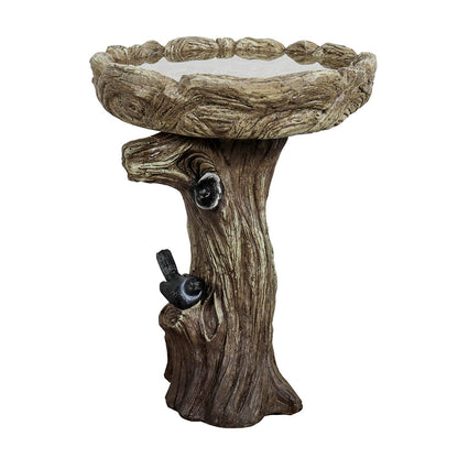Concrete Tree Stump Bird Bath Log and Knot 23 Inch