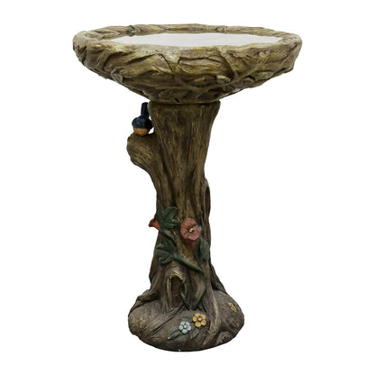 Concrete Bird Bath Rustic Trunk with Vines 24 Inch