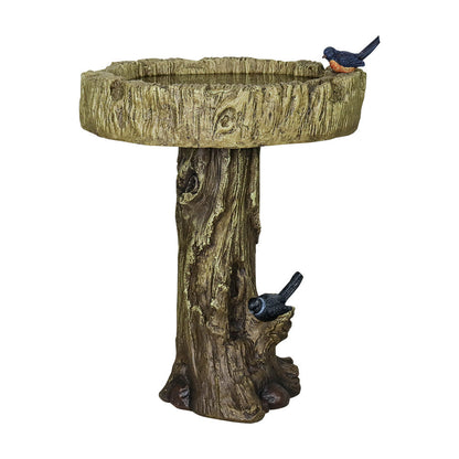 Concrete Tree Trunk Bird Bath Deep Bark 24 Inch