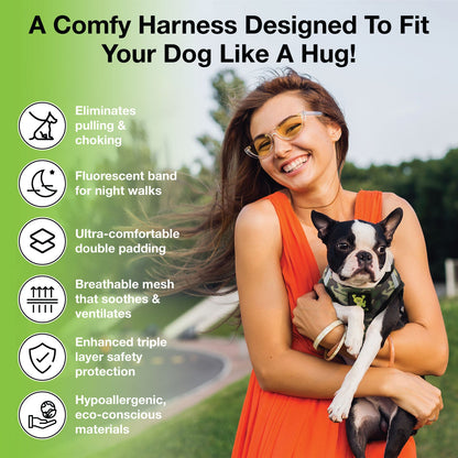 EcoBark Step In Dog Harness - XXXS to Small Breeds- Reflective Soft Mesh Harness for Teacup, Small Dogs and Puppies / Camouflage