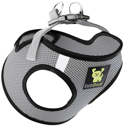 EcoBark Step In Dog Harness - XXXS to Small Breeds- Reflective Soft Mesh Harness for Teacup, Small Dogs and Puppies / Gray