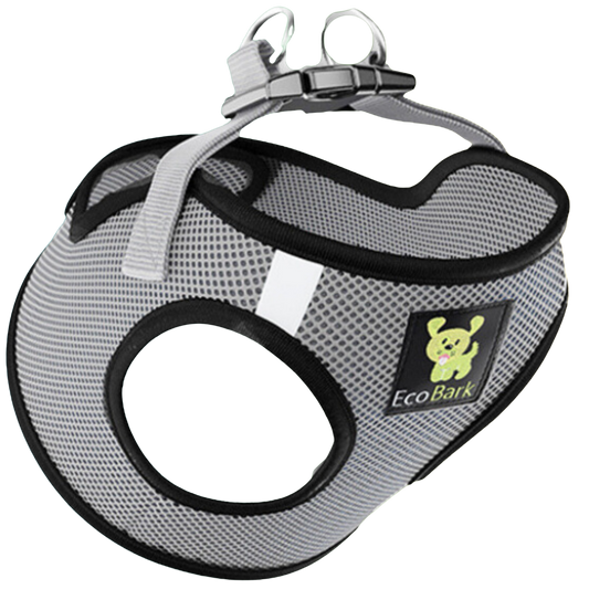 EcoBark Step In Dog Harness - XXXS to Small Breeds- Reflective Soft Mesh Harness for Teacup, Small Dogs and Puppies / Gray