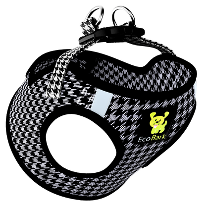 EcoBark Step In Dog Harness - XXXS to Small Breeds- Reflective Soft Mesh Harness for Teacup, Small Dogs and Puppies / Houndstooth